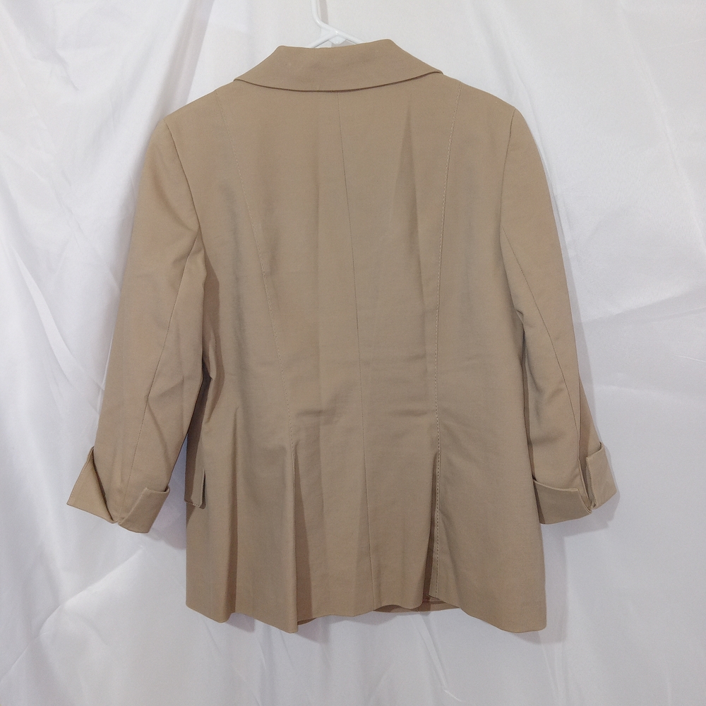Anne Klein Women's Tan Blazer 14 Stretch Cotton Business Career 3 Button - Picture 5 of 10